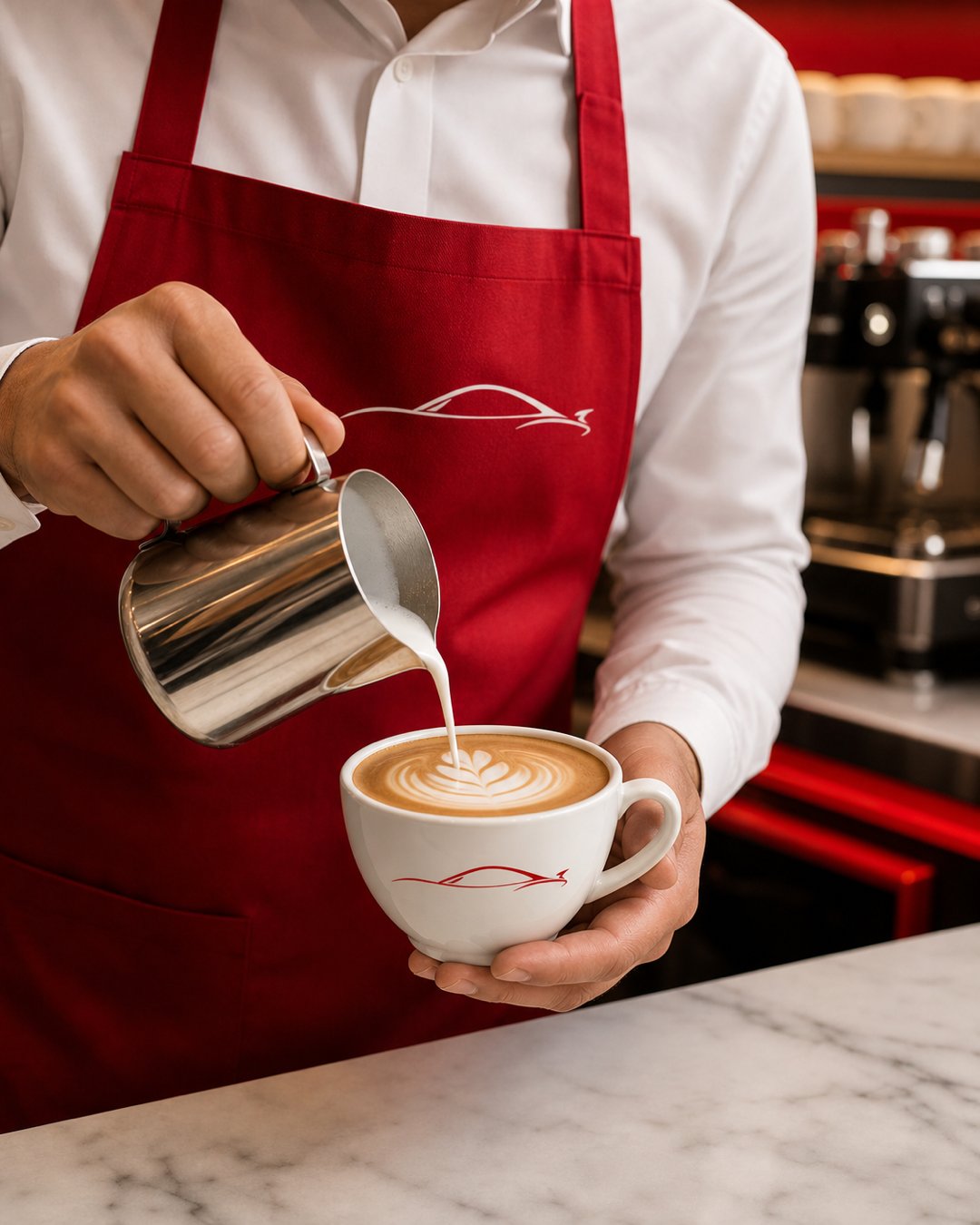 Barista pouring latte art